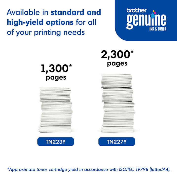 Brother Genuine TN223Y Standard Yield Yellow Printer Toner Cartridge Brother Genuine TN223Y Standard Yield Yellow Printer Toner Cartridge